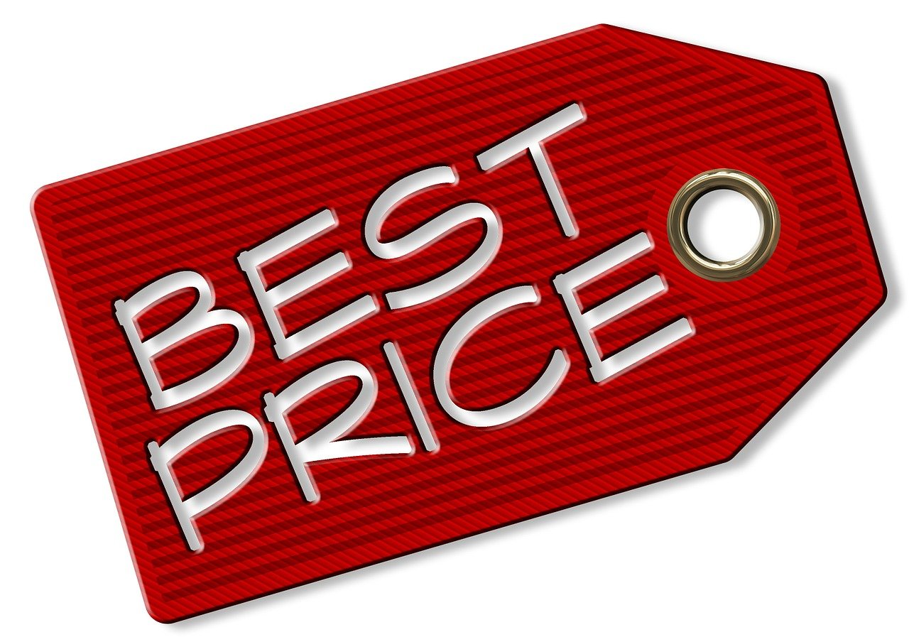Grafik: rotes Preisschild mit der Aufschrift „Best Price“.